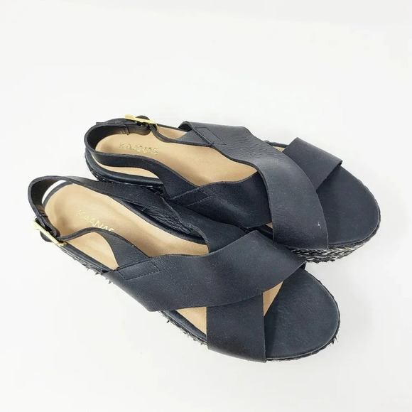 Kaanas Metalik Ada Crossover Platform Wedge Sandal - Picture 2 of 6